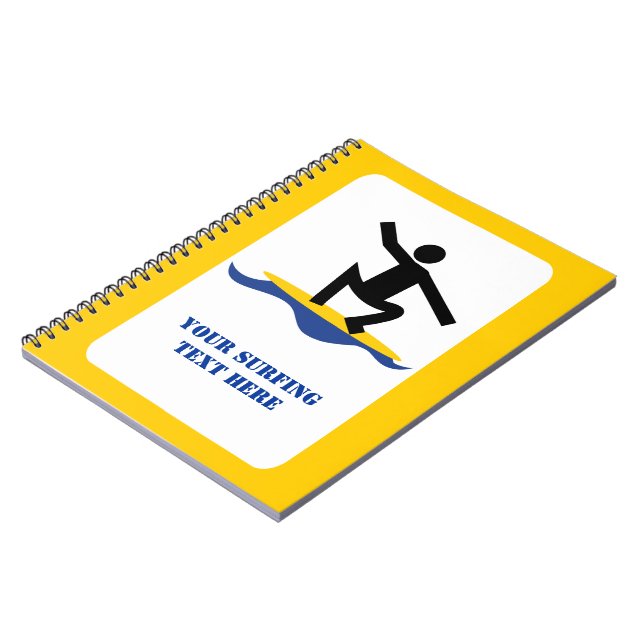 Surfing gifts, surfer on his surfboard custom spiral notebook (Left Side)