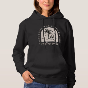 Surfing girl surf lovers quotes vintage black hoodie