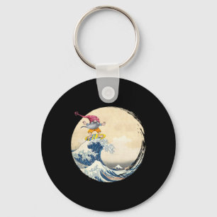 Surfing Gnome Riding Great Wave Off Kanagawa - Gno Key Ring