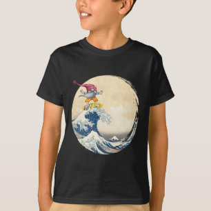 Surfing Gnome Riding Great Wave Off Kanagawa - Gno T-Shirt