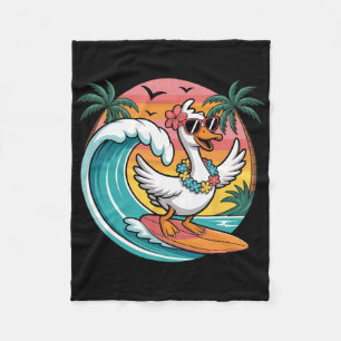 Surfing Goose Retro Hawaiian Summer Vibes Beach De Fleece Blanket
