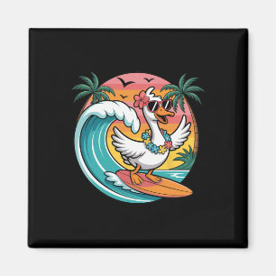 Surfing Goose Retro Hawaiian Summer Vibes Beach De Magnet