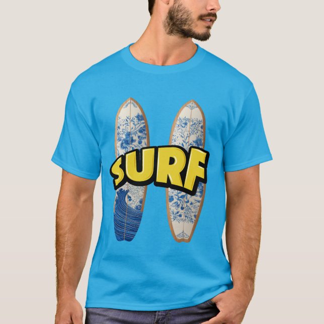 Surfing Graphic Tee Artistic Surfboards Beach  (Front)