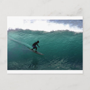 Surfing green wave Bali Postcard