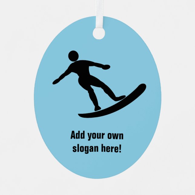 Surfing Guy on Board - customize with name / text Metal Tree Decoration (Front)