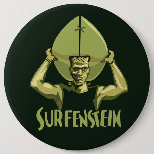 Surfing Halloween Frankenstein 6 Cm Round Badge (Front)