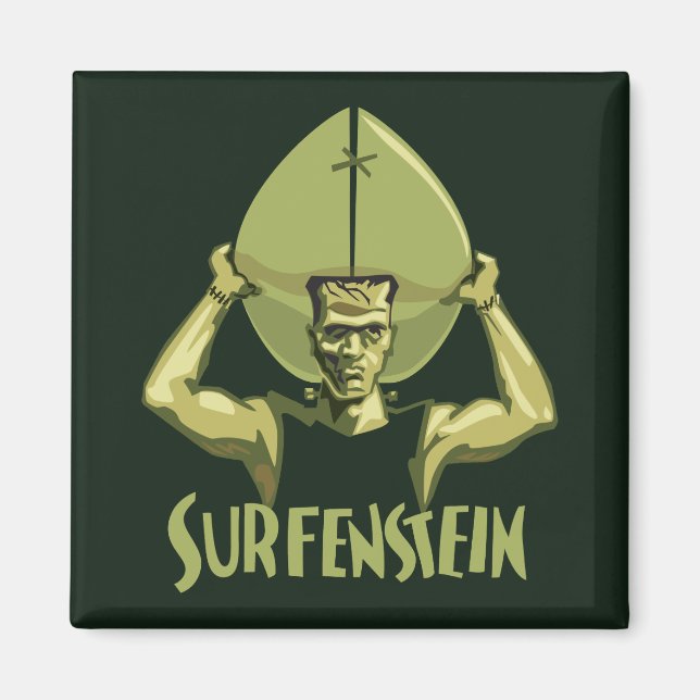 Surfing Halloween Frankenstein Magnet (Front)
