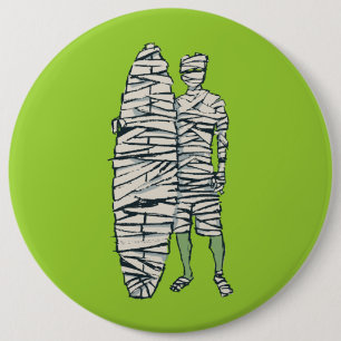 Surfing Halloween Mummy 6 Cm Round Badge