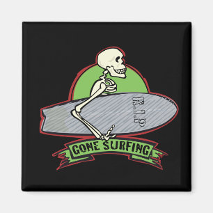 Surfing Halloween Skeleton Magnet