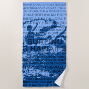 Surfing Hawaii Cutback Hawaiian Surfer Beach Towel