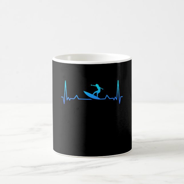Surfing Heartbeat Surf Gift Surfer Mum Coffee Mug (Center)