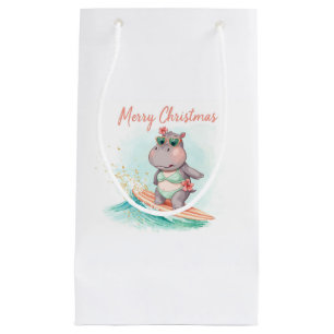 Surfing Hippo Bikini Christmas Small Gift Bag