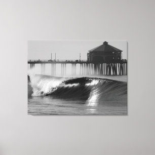Surfing Huntington Beach Pier - Northside Canvas Print
