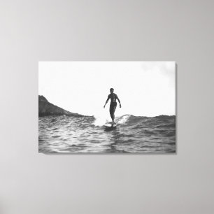 Surfing in Honolulu Hawaii Longboard Surfer Canvas Print