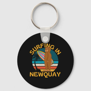 Surfing In Newquay, Bigfoot Good Vibes Surfer Beac Key Ring