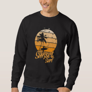 Surfing in the Twilight with Palm Sweatshirt