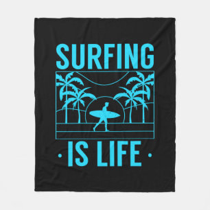 Surfing Is Life Fleece Blanket