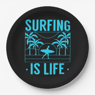 Surfing Is Life Paper Plate