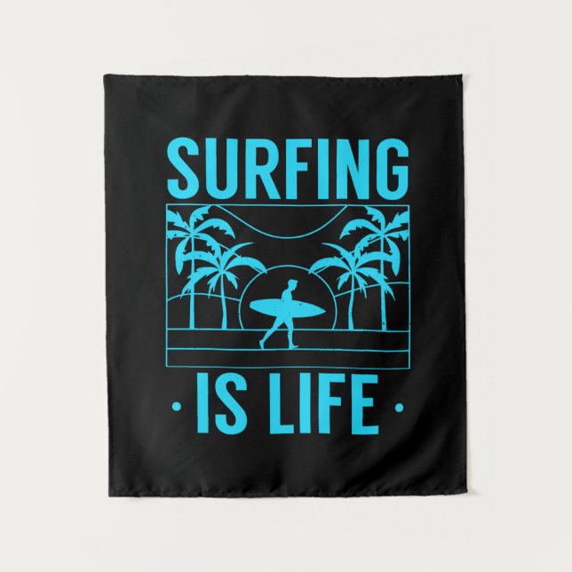 Surfing Is Life Tapestry (Front)