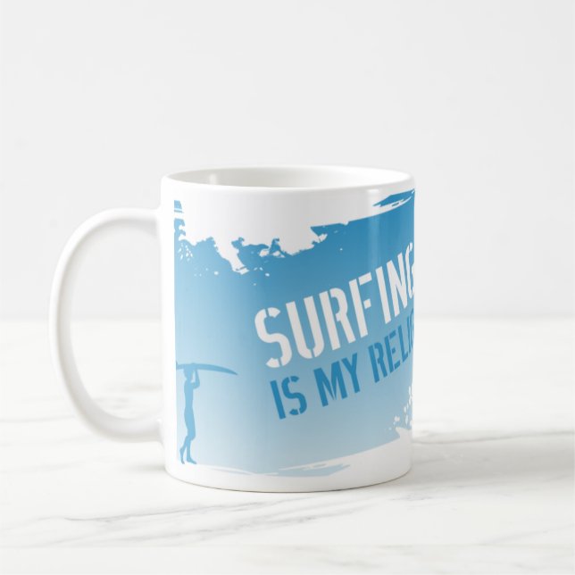 Surfing is my Religion Coffee Mug (Left)