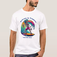 Surfing Is Therapy-Skeleton Surfer Riding A Wave-