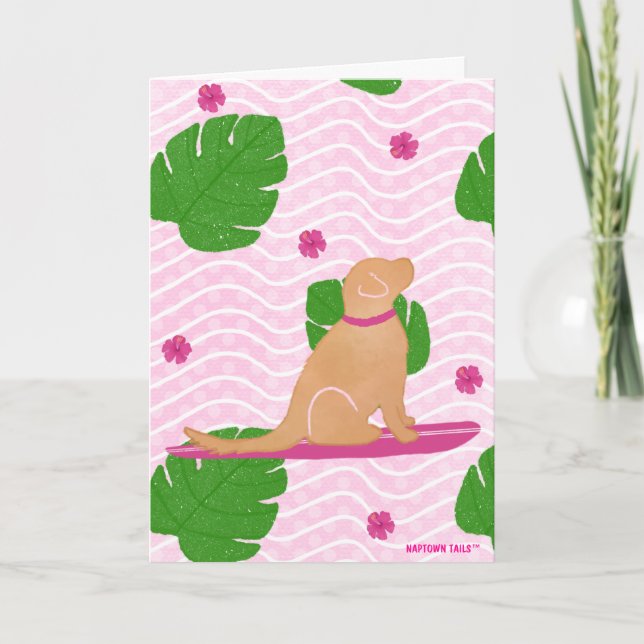 Surfing Island Yellow Dog Folded Card (Front)