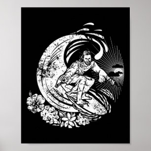 Surfing Jesus Vintage Distressed  Poster
