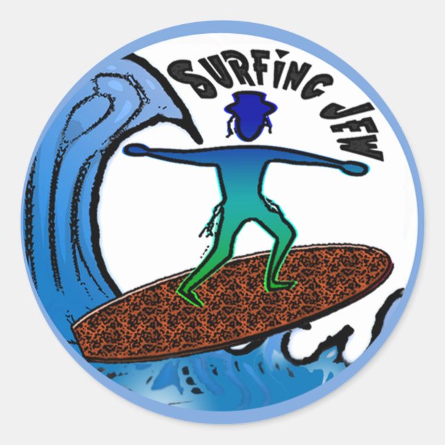 Surfing Jew Stickers (Front)