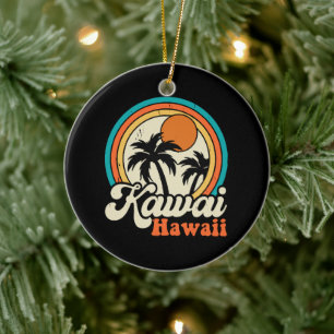 Surfing Kawaii Hawaii Ceramic Tree Decoration