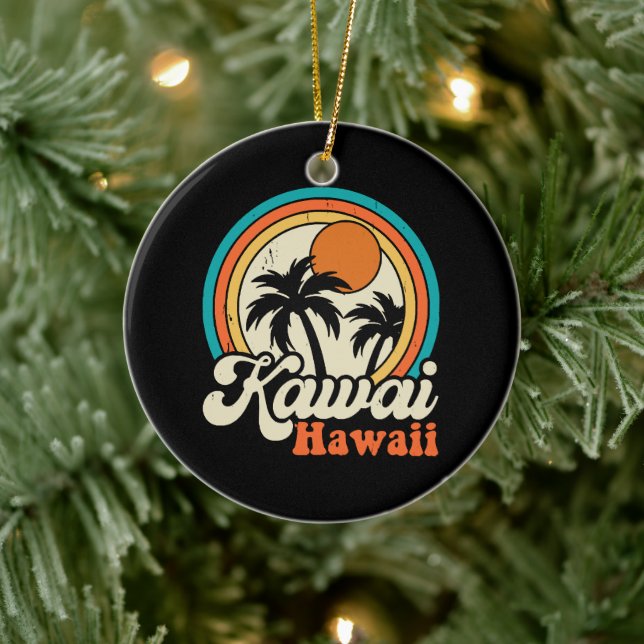 Surfing Kawaii Hawaii Ceramic Tree Decoration (Tree)