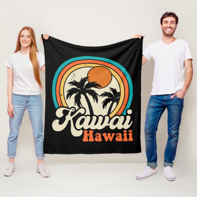 Surfing Kawaii Hawaii Fleece Blanket (In Situ)