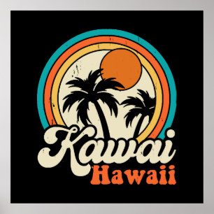 Surfing Kawaii Hawaii Poster