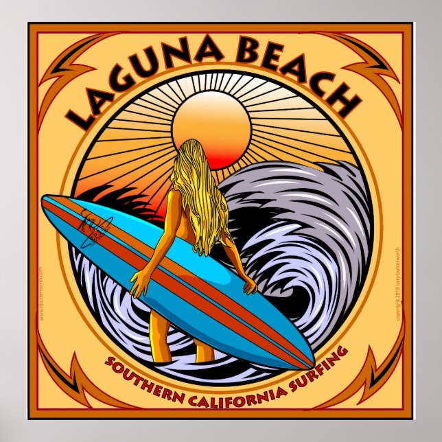 SURFING LAGUNA BEACH CALIFORNIA POSTER (Front)