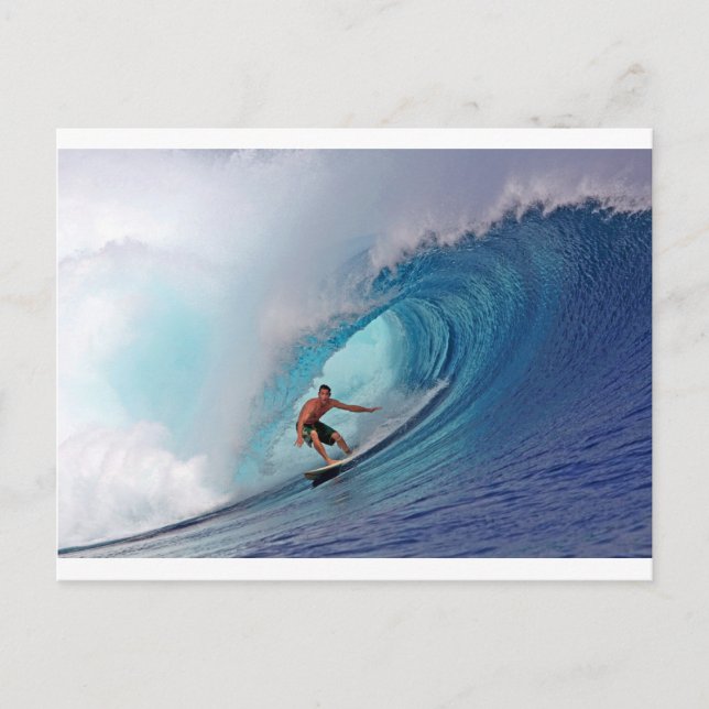 Surfing large blue wave Mentawai Islands Postcard (Front)