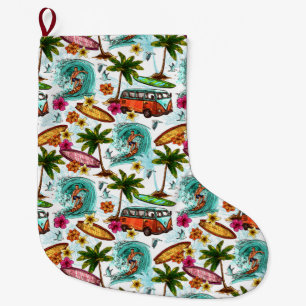 Surfing Large Christmas Stocking
