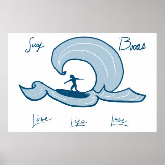 Surfing - Life, Live Love Blue Surfing Painting Poster