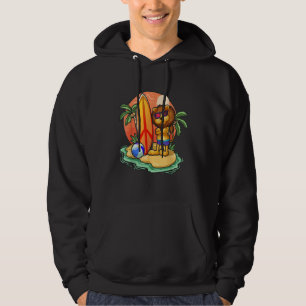 Surfing Lion  Beach Vacation Animal Graphic Hoodie