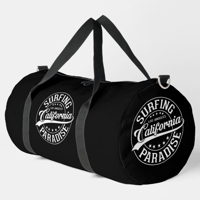 Surfing Los Angeles California Paradise Duffle Bag (Left Corner)