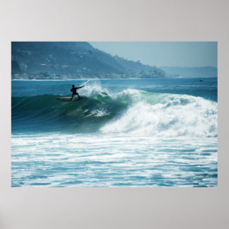 Surfing Malibu Waves Poster