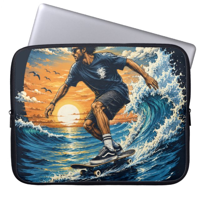 Surfing man on the waves  laptop sleeve (Front)