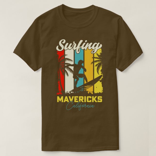 Surfing Mavericks California T-Shirt (Design Front)