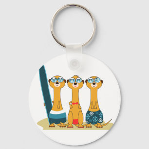 Surfing Meercats Key Ring