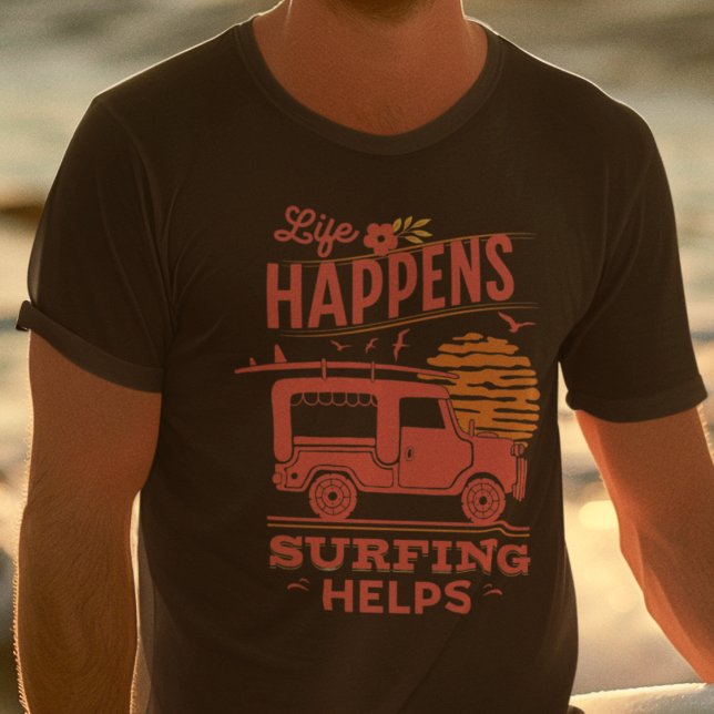 Surfing Mens T-Shirt (Life Happens Surfing Helps T-Shirts)