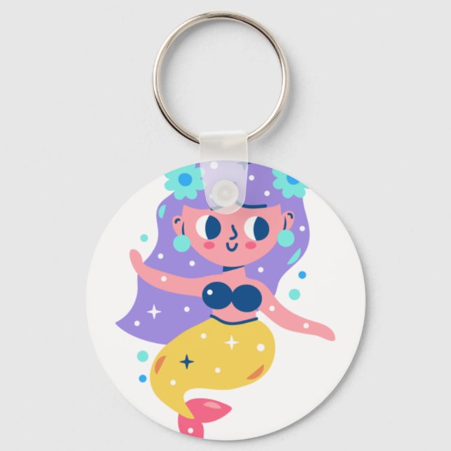 Surfing mermaid key ring (Front)