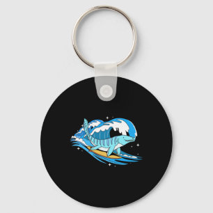 Surfing Mosasaurus Dino Funny Aquatic Dinosaur  Key Ring