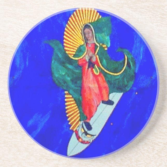 surfing nun blue wave coaster (Front)