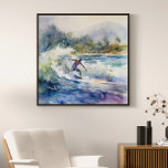 Surfing On North Shore Oahu Hawaii Art Print<br><div class="desc">Surfing on Oahu Hawaii's North Shore watercolor original artwork by Nicole.</div>