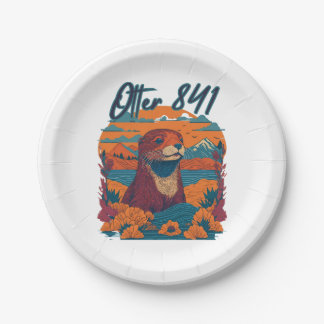 Surfing Otter 841 Otter My Way California Sea Otte Paper Plate