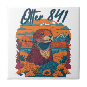 Surfing Otter 841 Otter My Way California Sea Otte Tile