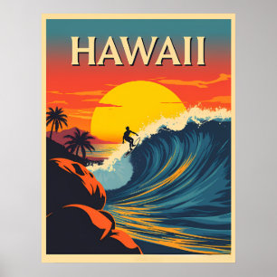 Surfing Paradise: Hawaii Sunset Adventure Poster